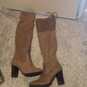 Qupid over the knee light brown suede boots